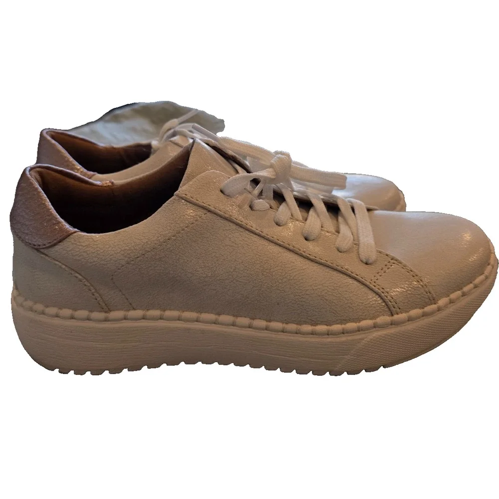 Eurosoft by Sofft Sneakers Women's 7.5M White Metallic Rose Leather Comfort NWOB